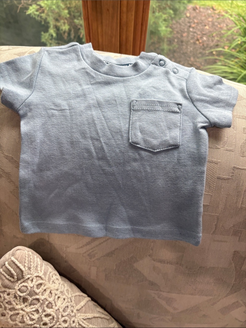 Baker by Ted Baker baby Light Blue Short-Sleeve Pocket T snaps cotton 9-3M NWOT